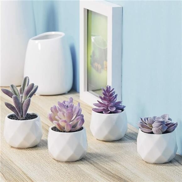 Fake Succulent Plant Set - Artificial Desk Plants for Women Desk -Faux Succulent - Picture 2 of 14